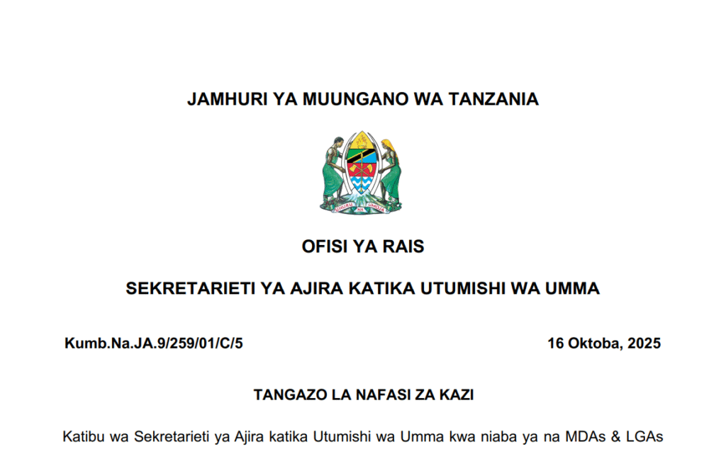 Nafasi 17,710 za Ajira Mpya MDAs & LGAs