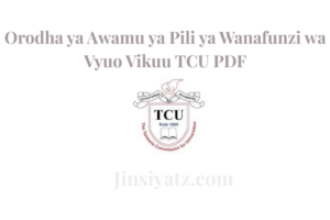 Orodha ya Awamu ya Pili ya Wanafunzi wa Vyuo Vikuu TCU PDF