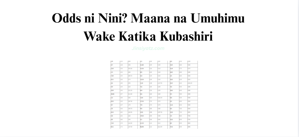 Odds ni Nini? Maana na Umuhimu Wake Katika Kubashiri